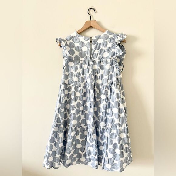 Jacquie The Label Tiered Dress with Ruffle Sleeve in Gray & White Floral- Size S - Picture 3 of 7